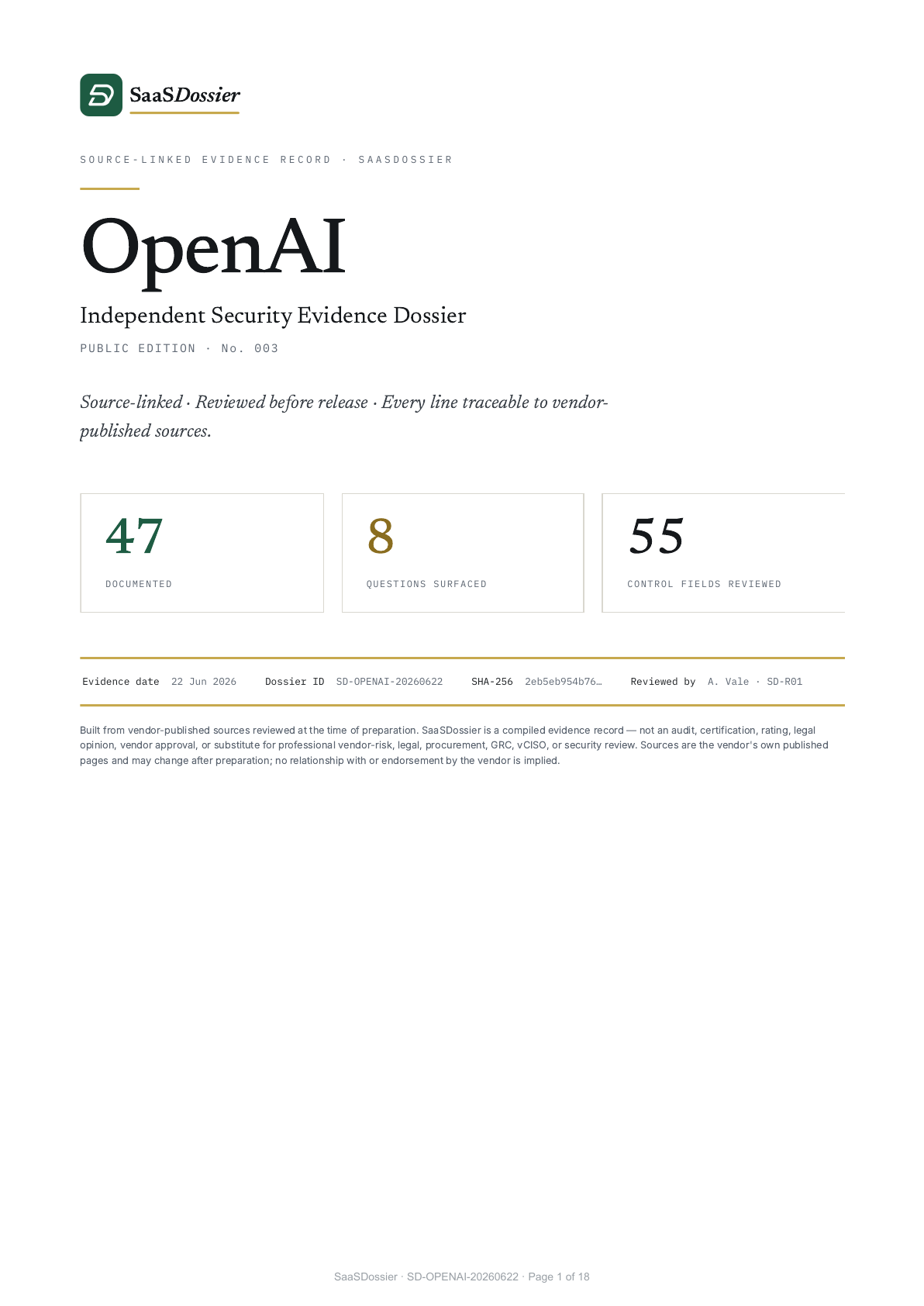 Cover page from the released OpenAI Public Edition dossier